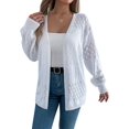 thumbnail image 2 of Crochet Cardigan for Women Long Sleeve Open Front Knit Oversized Cardigan Sweaters White L, 2 of 9