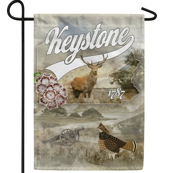 America Forever Pennsylvania State Garden Flag- 12.5 x 18 inches- Pennsylvania White-tailed Deer, Ruffed Grouse, and Mountain Laurels State USA Regional Yard Outdoor Decorative Double Sided Flag
