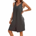 thumbnail image 2 of Women's Sleeveless Romper Shorts Ruched V Neck Solid Color Shorts Jumpsuits with Pockets Summer Beach Travel Wear Dark Gray XXL, 2 of 9
