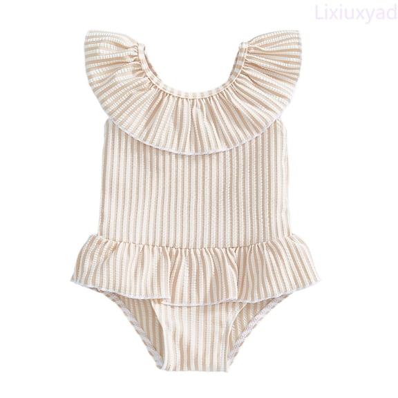 Lixiuxyad Girls Swimsuit Summer Stripe Bikini Style Tankini Swimsuit For Toddler Baby Infant Youth,One-Piece Bathing Suit Sizes 12-18 Months Yellow