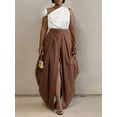 thumbnail image 3 of Brown Oversized Pleated Maxi Skirt With Front Slit, Elegant Resort Style For Daily Wear And Parties, 3 of 7