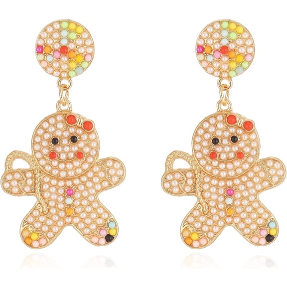 Merry Christmas Earrings Rhinestone Statement Earrings Xmas Tree Bow Bulbs Cane Reindeer Santa Snowman Gingerbread Beaded Drop Dangle Earrings For Women Holiday Festival Jewelry Gift[Z1]