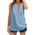 thumbnail image 5 of Sillenn Deep V Neck Halter Sleeveless Tank Shirts Cotton Linen Loose Fit Back Tie Flowy Halter Tank Tops Summer Casual Beach Vacation Boho Camisole Tops Flowy Cute Cotton Linen Blouses Light Blue S, 5 of 9