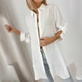 thumbnail image 2 of Olyvenn Womens Long Shirts Button Down Long-Sleeve Blouses Summer Fall Longline Tops Loose Fit Casual Tunic Top White M, 2 of 8
