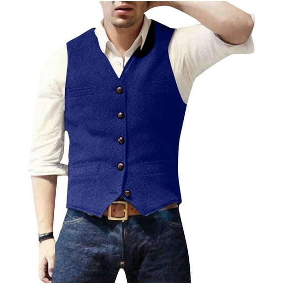 Mens Vests Casual Qiggri Men's New Fashion Blazer Solid Breasted Slim Waistcoat V-Neck Tank Top Suit Vest For Men