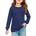 thumbnail image 2 of Drmagiyhm Long Sleeve Tops for Girls Size 10-12 Basic Shirts Solid Color Tshirts Casual Crewneck Stylish Girls Comfy Fall Tops Dark Blue 7-8 Years, 2 of 4