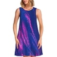 thumbnail image 1 of Xecao Robes d'Été Dégradées Bleu Néon pour Femmes Robes Décontractées de Plage Sans Manches T-Shirt Robe Évasée avec Poches, 1 of 7