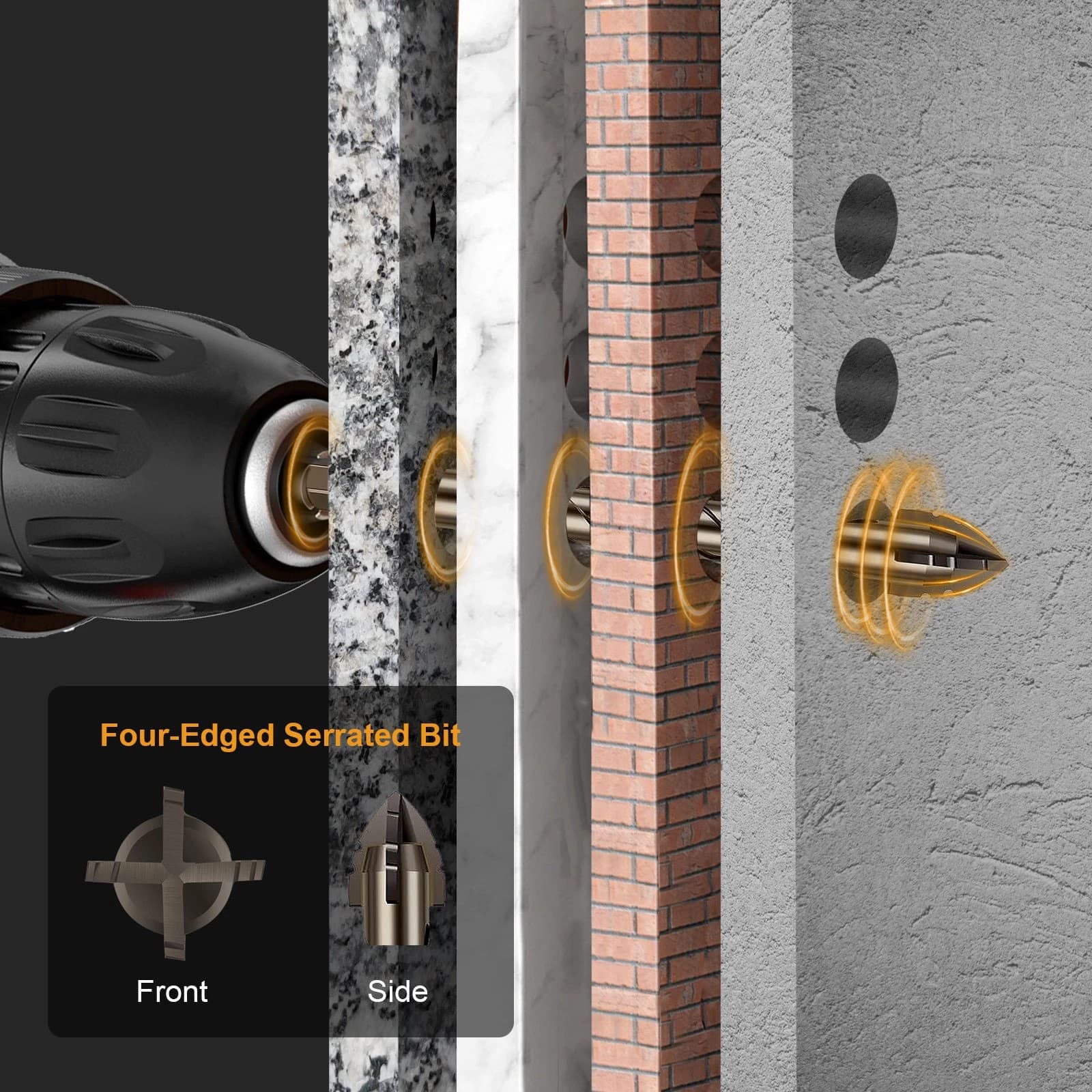 JIAHAOO Durable Steel Masonry Drill Bit Kit For Standard Electric Drill Impact Driver Home Workshop Repair Drilling Use