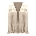 thumbnail image 4 of Womens Coat Fringe Vest Boho Sleeveless Hippie Style Western Denim Blouses,White,2XL, 4 of 9