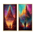 thumbnail image 2 of Designart "Sacred City of Gold Arrival and Reverence I" Christianism Framed Wall Art Set Of 2 - Traditional Pink Frame Gallery Set For Office Decor, 2 of 6