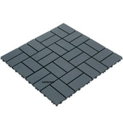 Anykoon 44 Pcs Plastic Interlocking Deck Tiles, 12x12 SquarePatio Deck Tiles, Outdoor and Indoor Patio Decking Tiles for Poolside Balcony Backyard, Waterproof Outdoor All Weather Use,DARK Grey