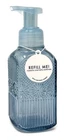 Bath & Body Works Foaming Hand Soap Refill Dispenser Holder Blue Glass Vertical Line Dot Floral