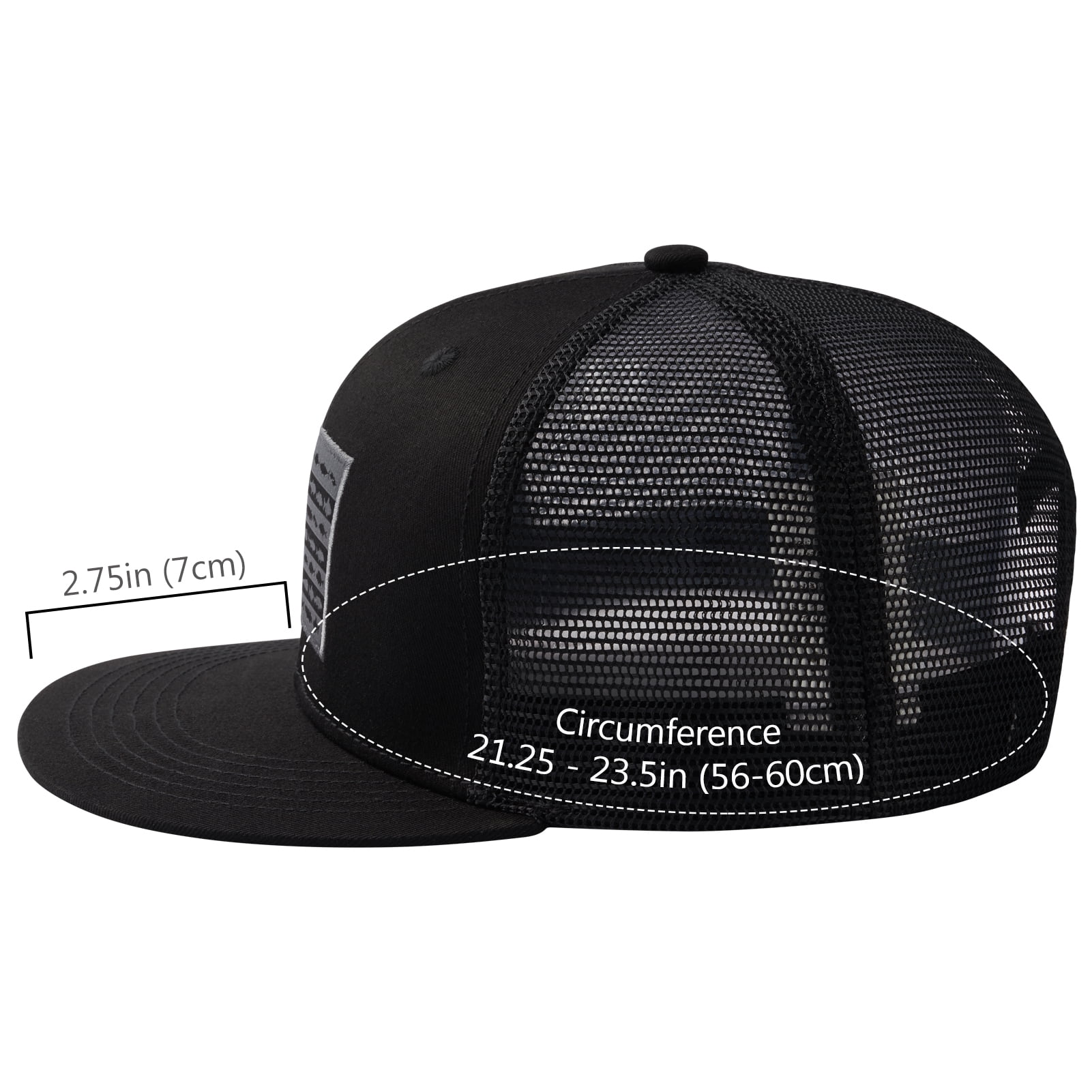 BASSDASH Flat Brim Trucker Cap Adjustable Snapback Hat Mesh Back For Men Women Fishing Hunting