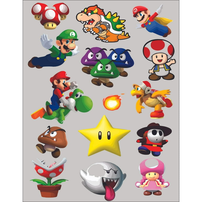 Mario Characters Super Mario Bros Arcade Game Wall Sticker Art Design Decal  for Girls Boys Kids Room Bedroom Nursery Kindergarten House Fun Home Decor