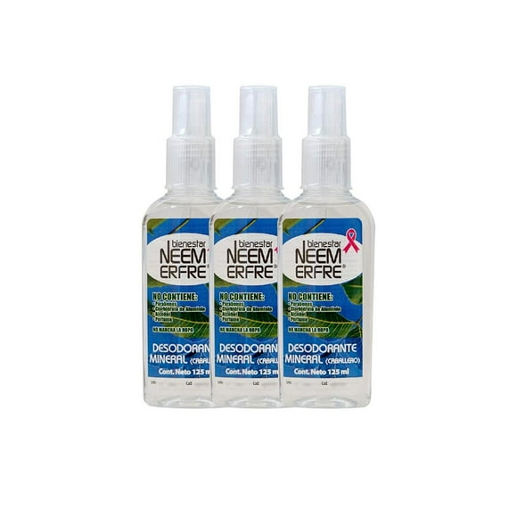 Pack de 3 Desodorantes minerales para caballero Bienestar NEEM ERFRE 125 ml c/u