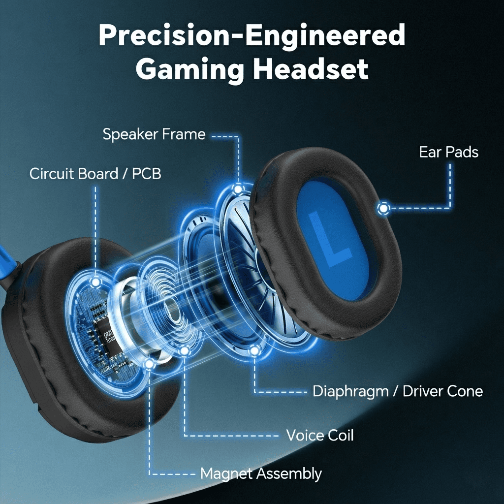 Gaming Headsets with Noise Cancelling Microphone, Xbox One & PS5 PS4 Headphones, High-Quality Stereo Sound, LED Light, Soft Memory Earmuffs for Ultimate Comfort, Wired Over-Ear Headset for PC, Laptop