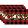 thumbnail image 3 of 2024 Placemat Christmas Linen Red Black Plaid rative Holiday Table Pad Seasonal Xmas r, 3 of 5