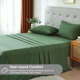thumbnail image 3 of Davulos Twin Size 3 Piece Sheet Set,Breathable & Cooling Bed Sheets Set,Hotel Luxury Bedding for Women Men,Wrinkle Fade Stain Resistant,Dark Green, 3 of 7