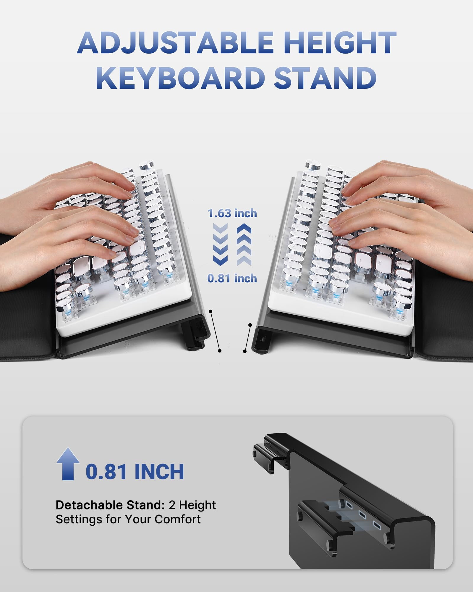 Computer Stand For Desktop  2-level Height Adjustment Wrist Rest Non-slip Key Board Riser Pad Office Gaming And Home Desks