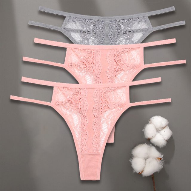 FINETOO 3 unids/set Sexy algodón encaje mujer Tanga bragas ropa interior S-XL chica Lencería doble correa cintura baja G-string mujer Pantys Tan Jianjun unisex