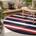thumbnail image 3 of Large Round Rug 8Ft, Red Navy Blue Striped Non-Slip Washable Circle Rugs Carpet, Contemporary Minimalist Aesthetic Indoor Outdoor Rug Floor Mats Throw Runner for Bedroom Living Room Bathroom, 3 of 8