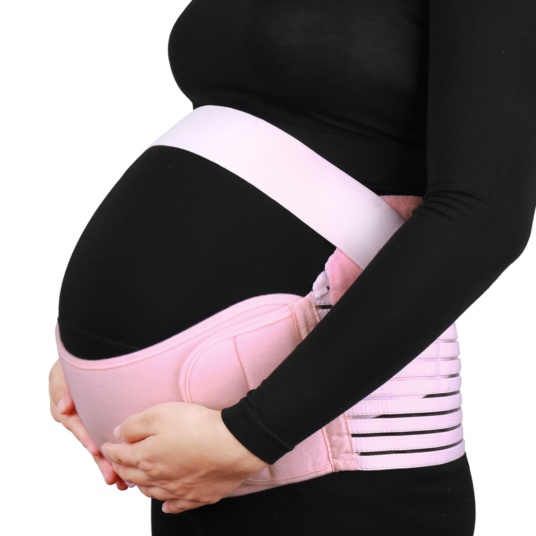 Unique Bargains Pregnancy Belly Band Antepartum Abdominal Nylon Back Support L Pink