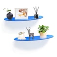 thumbnail image 2 of SetGame 2-Pack 24 Inch Acrylic Shelves Wall Mounted, Floating Storage Display Shelves for Room Decor, Space Saving, Acrylic Stand for for Plants, Books, Photo Album, Action Figures, Blue C104, 2 of 3