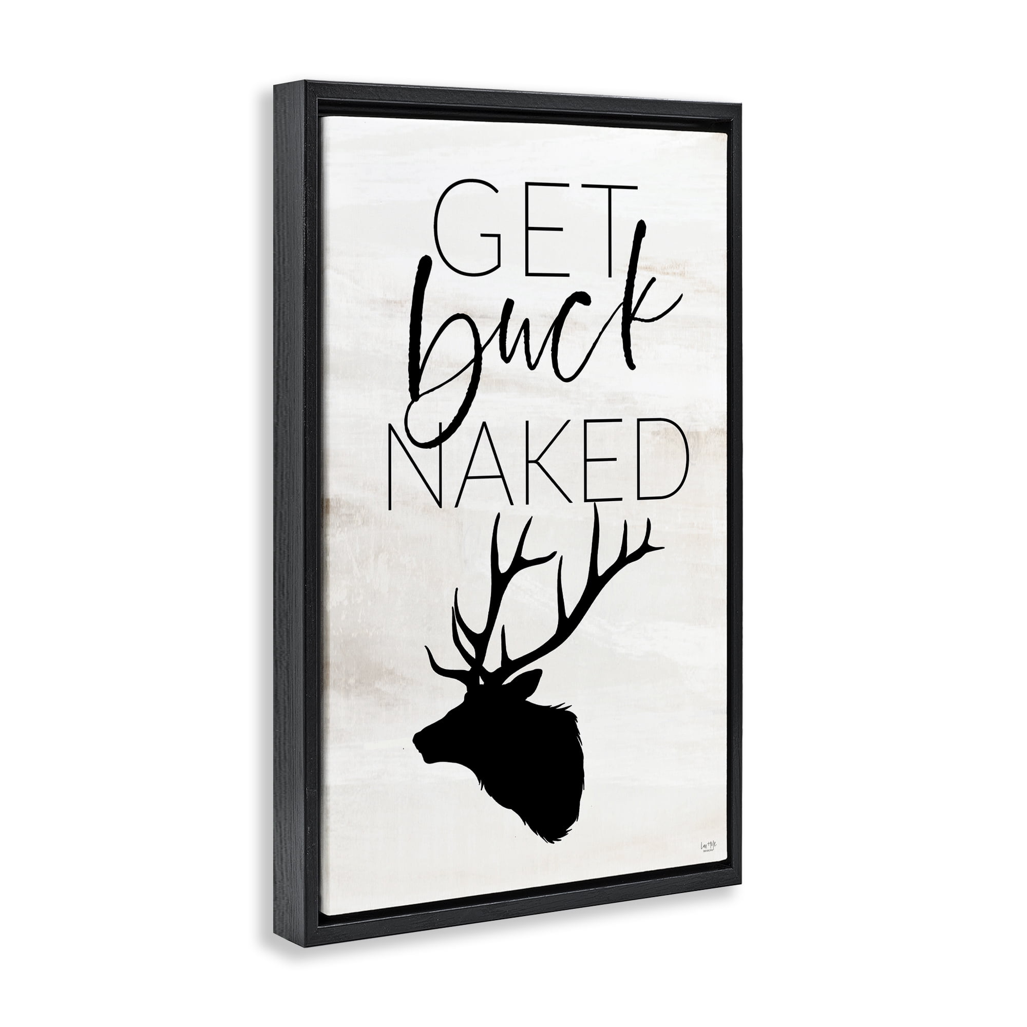 Stupell Industries Get Buck Naked Black Framed Floater Canvas Wall Art, design by Lux + Me Designs