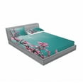 thumbnail image 3 of Ambesonne Floral Fitted Sheet & Pillow Sham Set, Sunny Sky Exotic Summer, Twin, Teal Hot Pink, 3 of 3