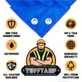 thumbnail image 3 of Tuff Tarp Ultra Heavy Duty Tarp (16MIL, 10x10) Multipurpose Protective Cover Traps, Hemmed Edges for Roof, Outdoor Camping, Boat, Tent, Rust-Proof Grommets, Waterproof, UV Resistance Traps, 3 of 7