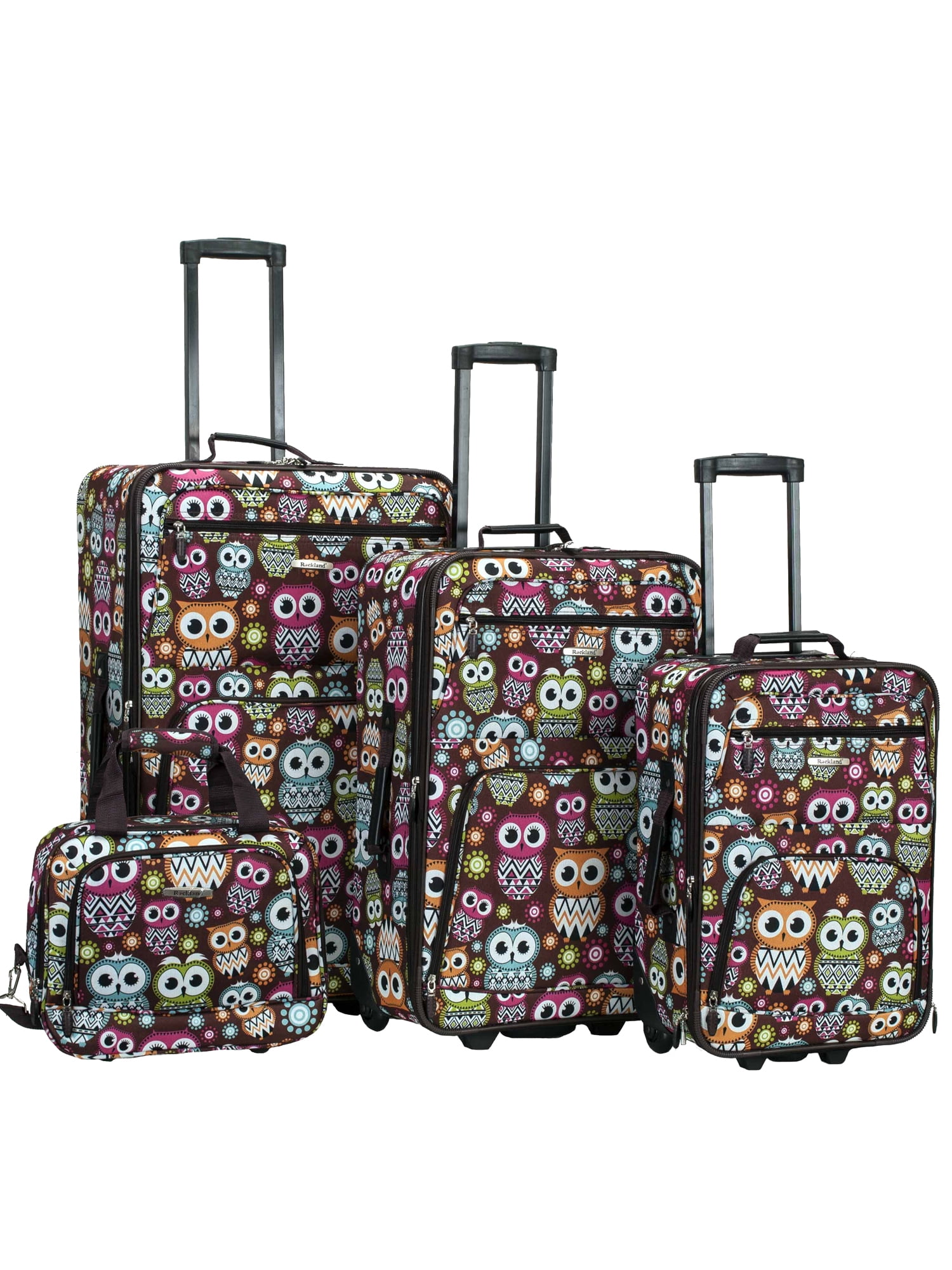 Rockland Jungle 4pc Softside Checked Luggage Set - Owl