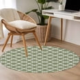 thumbnail image 6 of Round Rug 3ft Area Rug, Sage Green Moroccan Grid Area Rugs for Living Room Bedroom, Country Style Floor Mat Non-Slip Non-Shedding Carpet Indoor Accent Rugs, 6 of 9