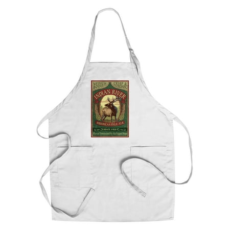 Indian Pale Ale - Indian River, Michigan - Elk Pale Ale Vintage Sign - Lantern Press Artwork (Cotton/Polyester Chef's Apron)