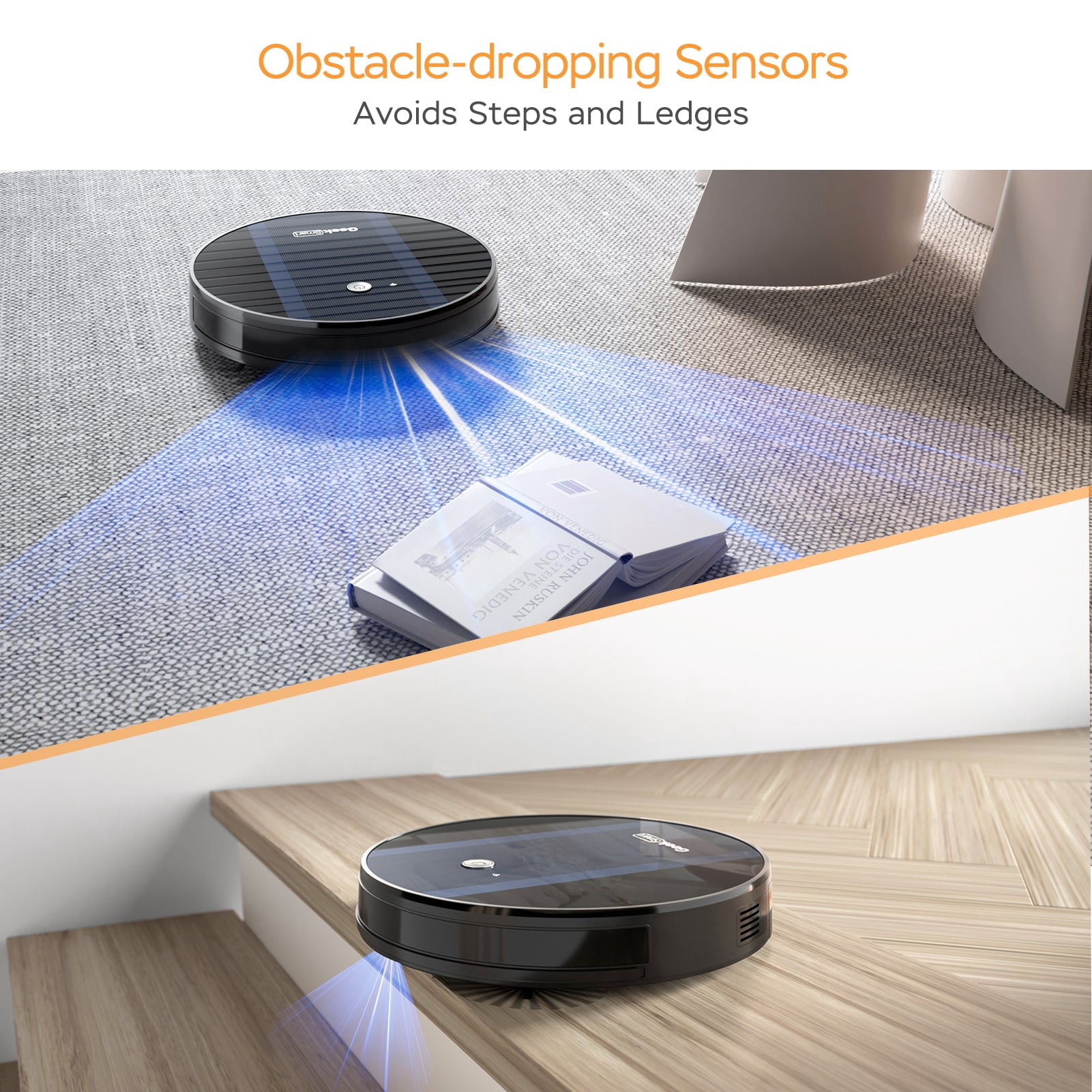 Geek Smart G6 Robot Vacuum Cleaner, Ultra-Thin, 1800Pa Strong Suction, Automatic Self-Charging, Wi-Fi Connect, App Control, Great for Hard Floors to Carpets