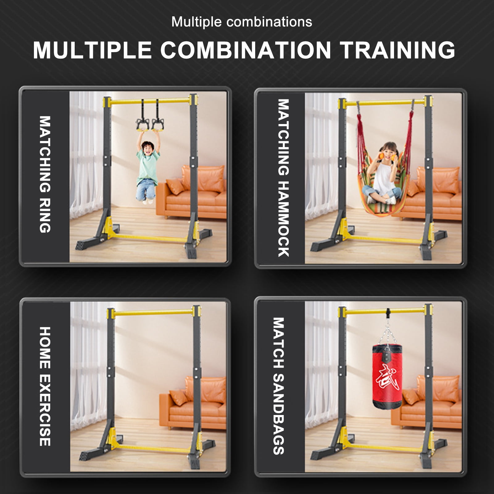 Seipola Freestanding Pull Up Bar Station, 400LBS Capacity Power Tower with 11 Height Adjustments for Pull-Ups, Dips & Push-Ups, Foldable Home Gym Equipment