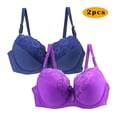thumbnail image 2 of cfhntfmh 2pc Plus Size Bras for Women Lace Front Bow Knot Full Coverage Bras Comfortable Adjustable Strap T-Shirts Bras, 2 of 3