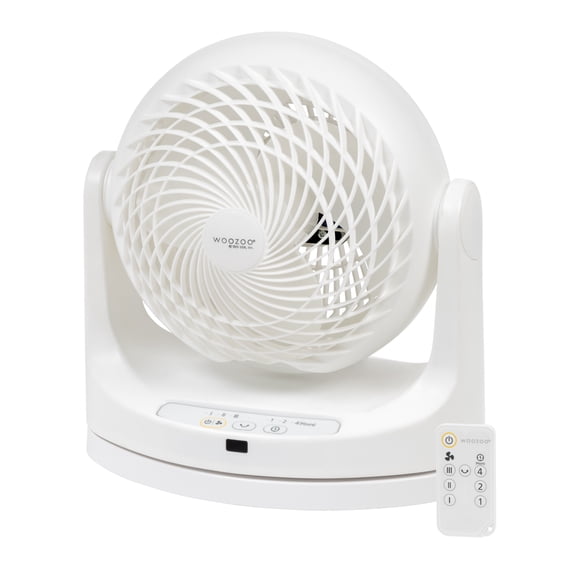 IRIS USA WOOZOO Large Oscillating Air Circulator Fan with Remote Control, White
