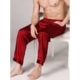 thumbnail image 3 of Deago Men's Satin Silky Pajama Pant Long Pj Bottoms Soft Lounge Sleep Pants with Drawstring (Red, 2XL), 3 of 8