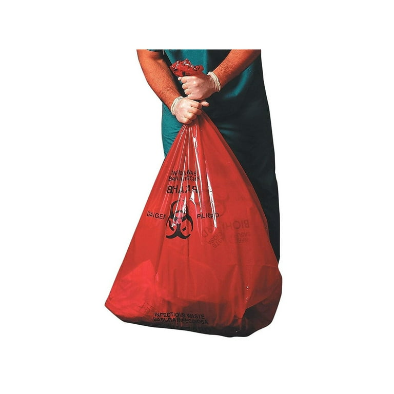 8-10 Gallon Medical Waste Trash Bags - 1.3 Mil