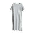 thumbnail image 3 of OVAFBAU Womens Nightgown Sleepshirt Pajama Dress Casual Cotton Crew Neck Short Sleeve Slit Loose Loungewear Dress Sleepwear, 3 of 6