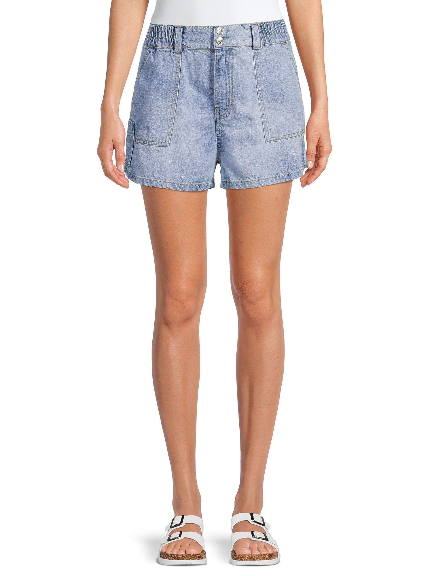 Vanilla Star Women's Juniors Utility Jean Shorts