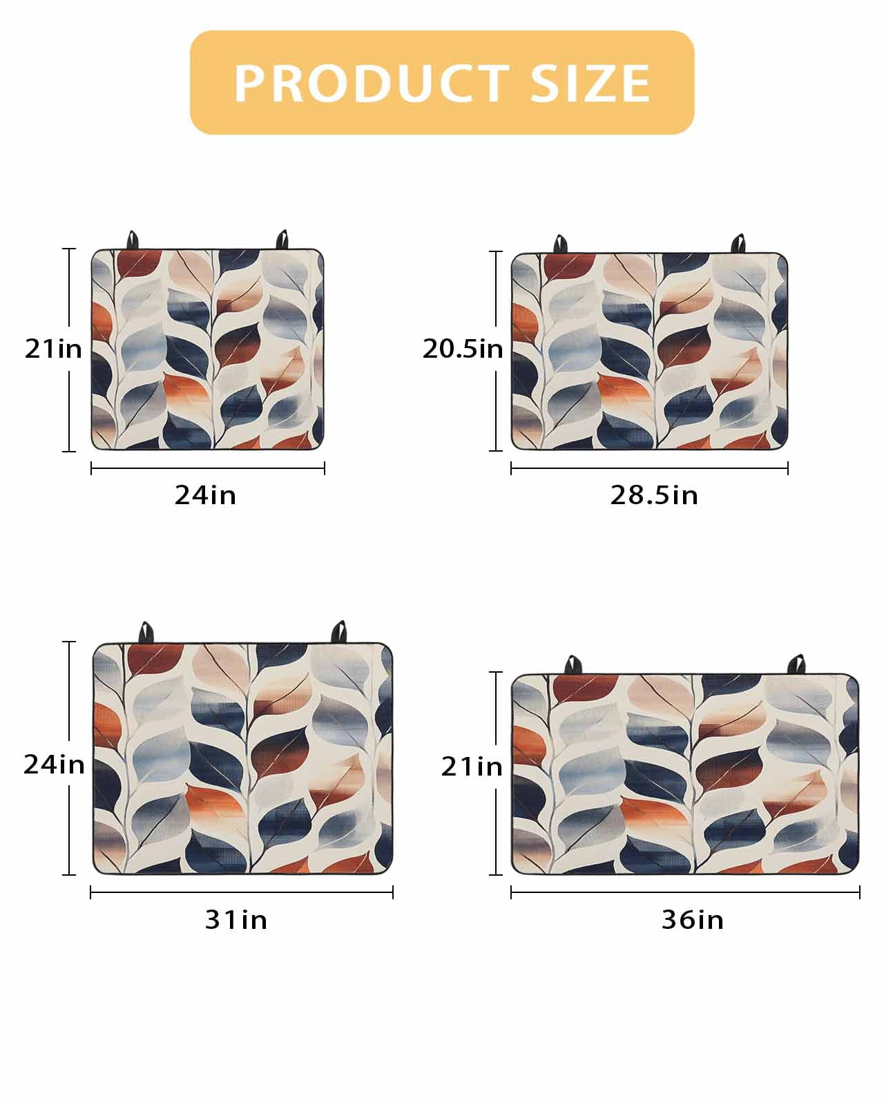 nqOlkjepod Large Induction Cooktop Protector Mat 36"x21", Navy Blue Burnt Orange Botanical Stove Top Covers for Electric Stove, Vintage Leaves Stove Burner Cover Mats, Glass Top Stove Cover