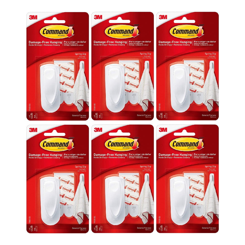 Command Spring Clips Adhesive Damage Free Hanging Strong Hold 3M 17005