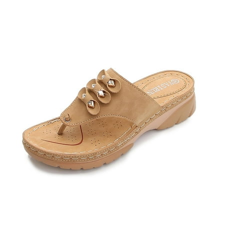 

Penkiiy Women Sandals Summer Shoes Plus Size Casual Flip Flops Wedge Heel Slippers