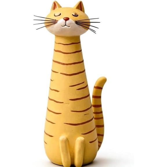 Cat-Shaped Flower Vase, Handmade Quirky Planter, Yellow Desk Decor
