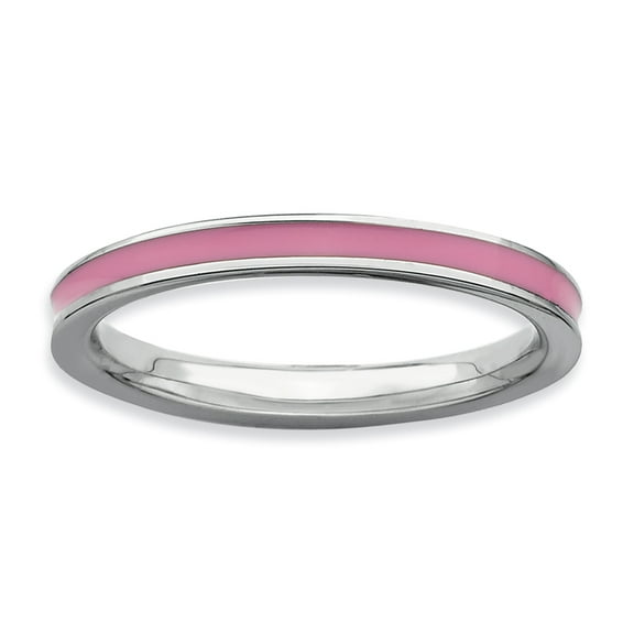 Sterling Silver Pink Enameled 2.25mm Ring