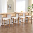 thumbnail image 4 of Guyou 26" Rattan Barstools Set of 4, Boho Solid Wood Counter Height Bar Stools, Linen Upholstered Kitchen Island Chairs for Dining Room Bar, Beige, 4 of 11