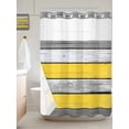 thumbnail image 2 of Coastal Style No Hook Shower Curtain and Liner Set Retro Gray Yellow Stripes Wood Texture Shower Curtains with Snap-in Liner & See Through Top Window Hotel Style for Bathroom Decor 60x72 Inch, 2 of 8