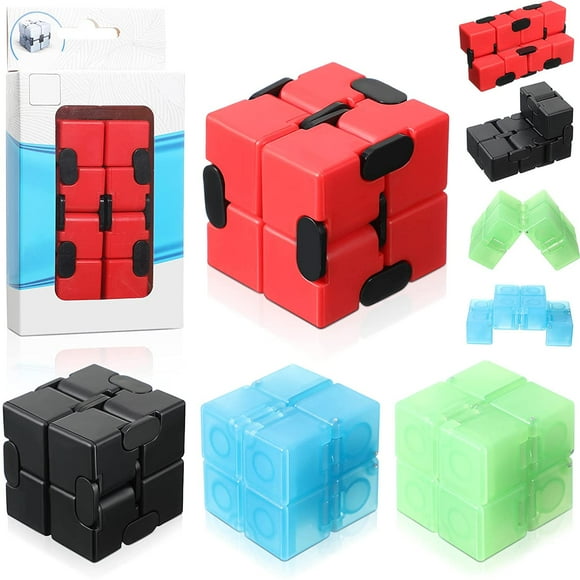 4 Pieces Infinity Cube Toy Red Infinity Cube Luminous Cubes Puzzle Accessories Toys for Stress and Anxiety Relief Teens Adults with ADHD ADD OCD Autism