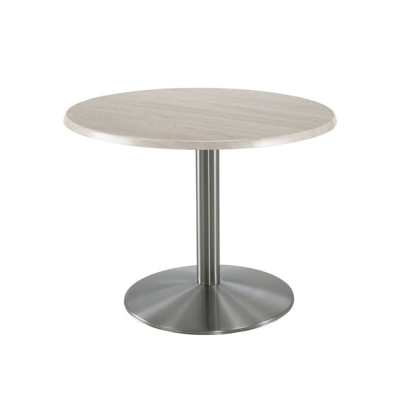 Indoor/Outdoor 30" Tall OD214 Stainless Steel Table Base with 22" Diameter Foot and 30" Diameter Indoor/Outdoor White Ash Top by the Holland Bar Stool Co.